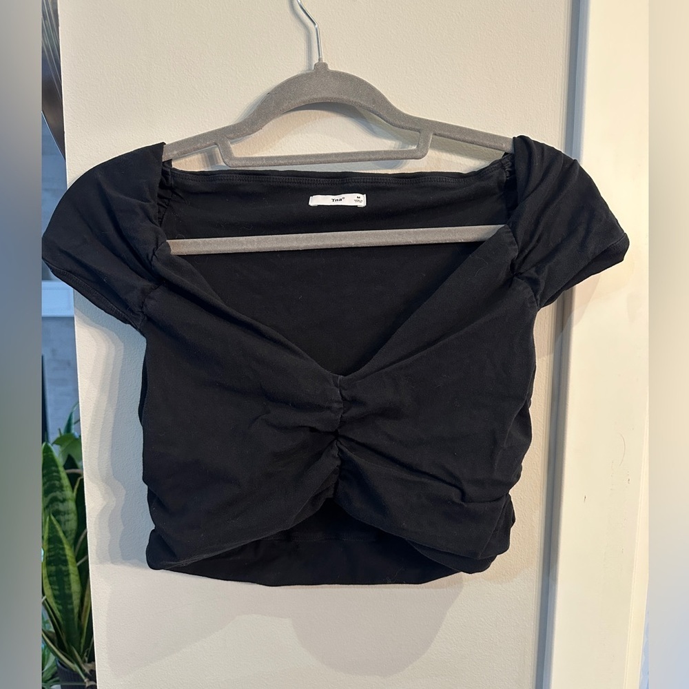 Black Ruched Women's crop top| size M